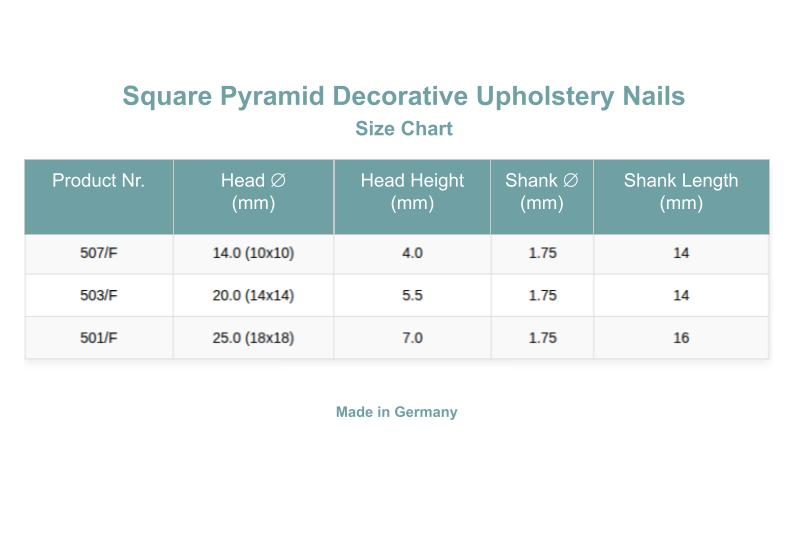 Square Pyramid Decorative Upholstery Nails | Made in Germany