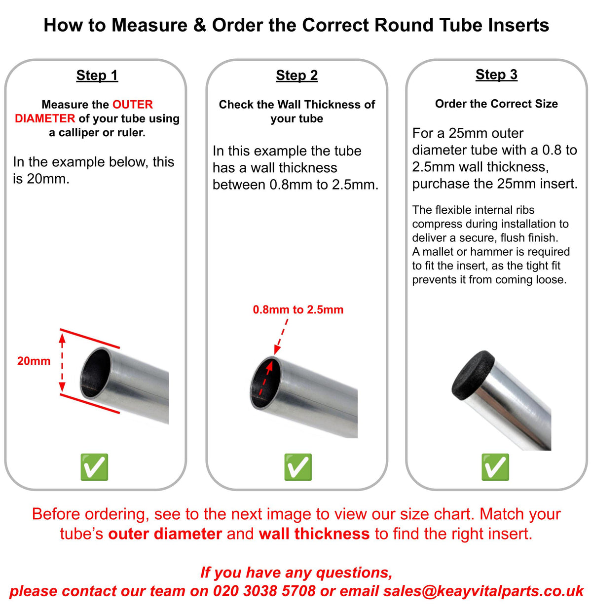 Round Tube Inserts | Made in Germany | Keay Vital Parts