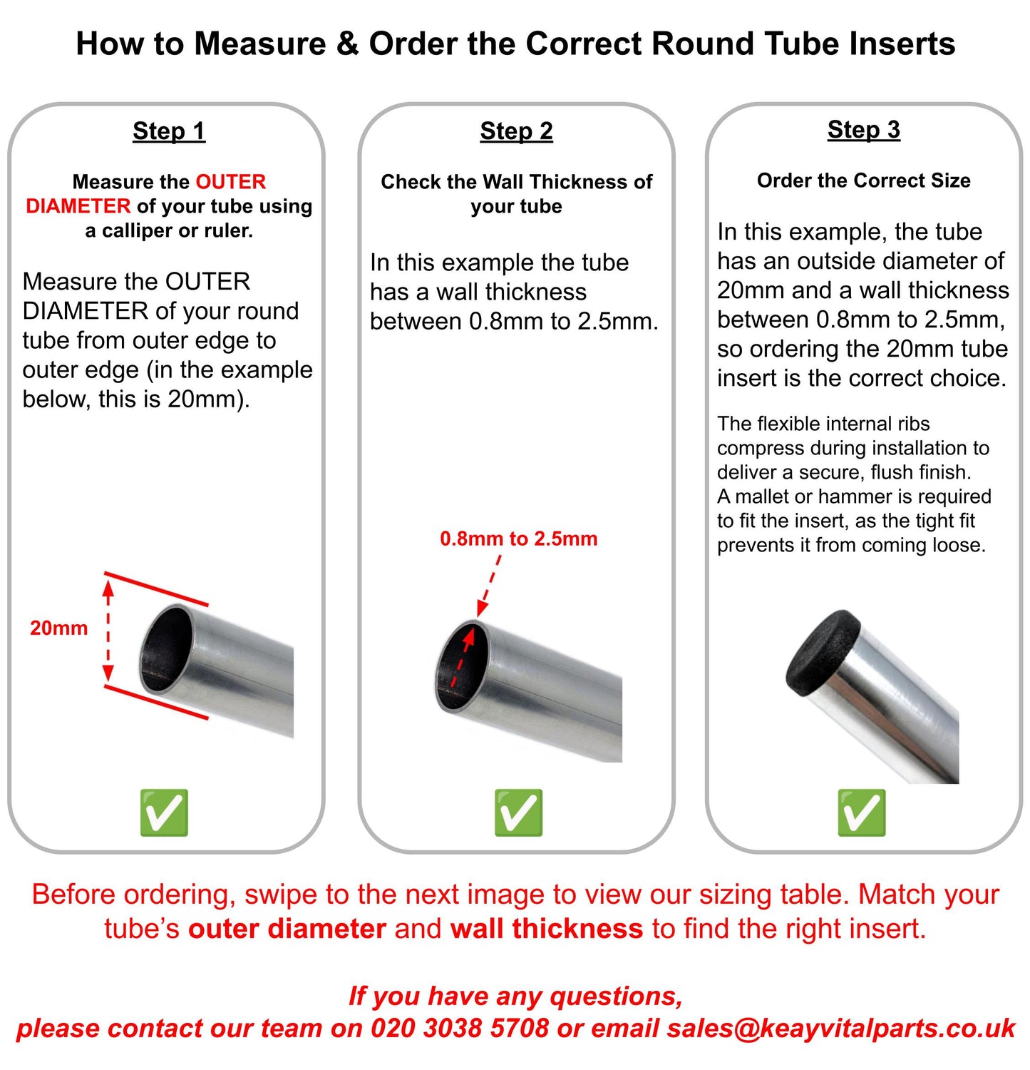 Round Tube Inserts | Made in Germany | Keay Vital Parts - Keay Vital Parts