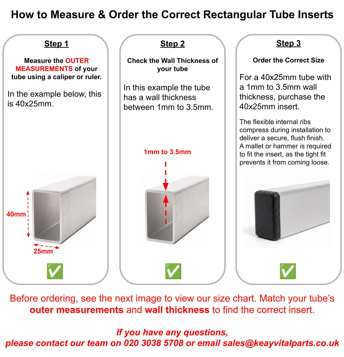 Rectangular Tube Inserts | Made in Germany | Keay Vital Parts