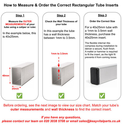 Rectangular Tube Inserts | Made in Germany | Keay Vital Parts
