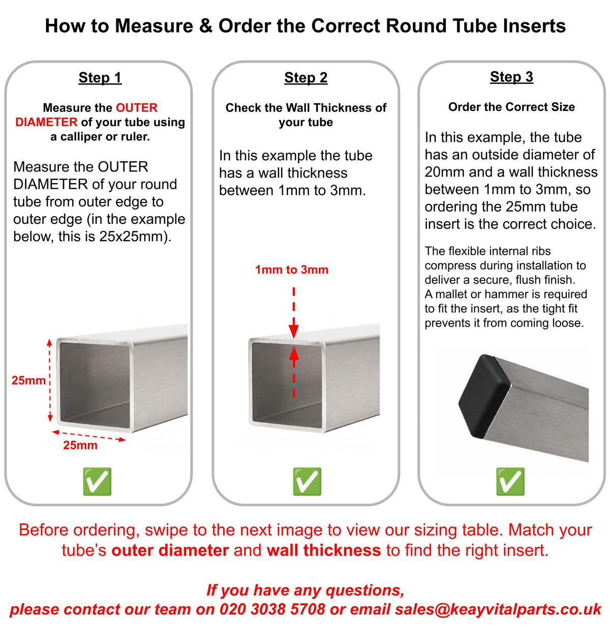 Square Tube Inserts | Made in Germany | Keay Vital Parts