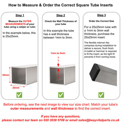 Square Tube Inserts | Made in Germany | Keay Vital Parts