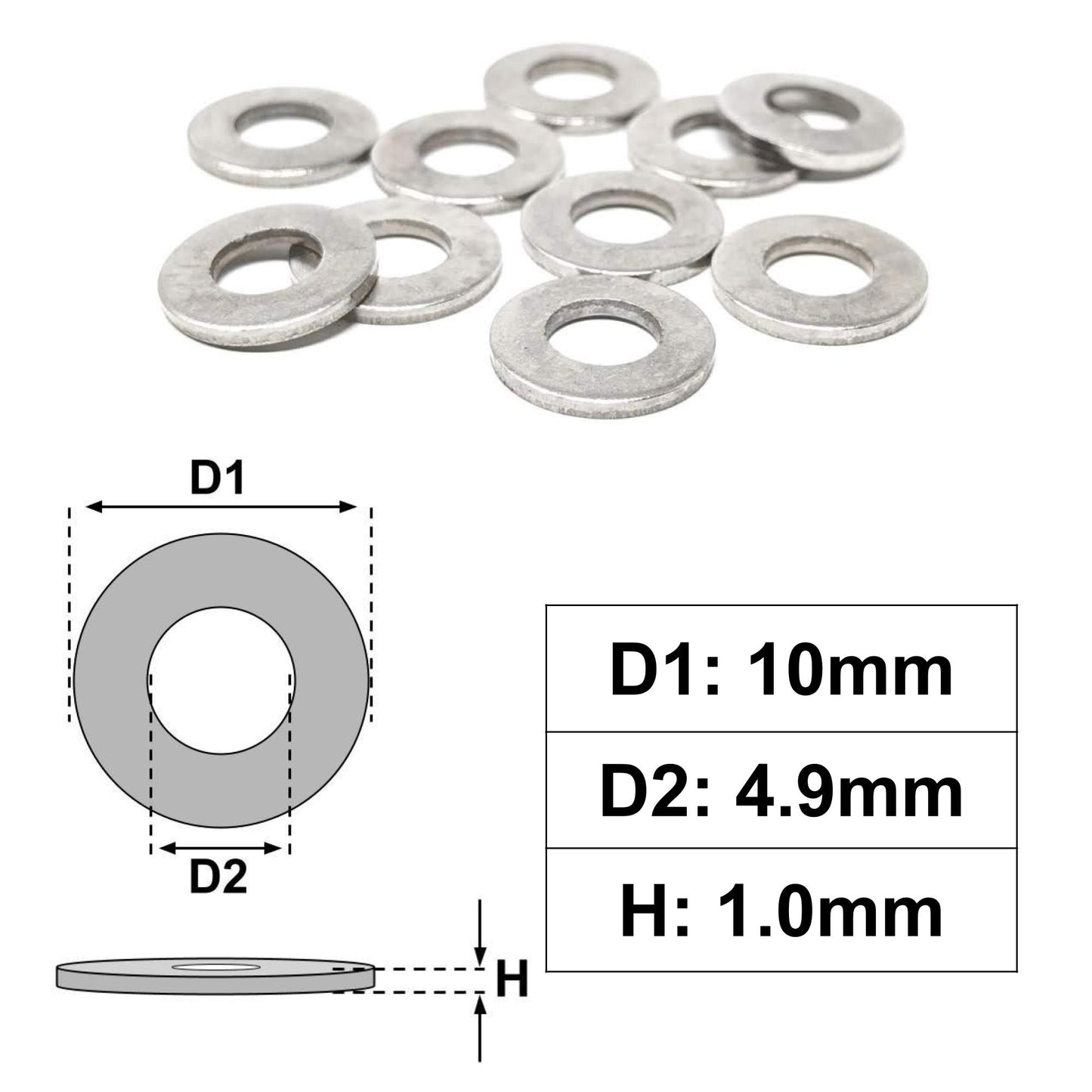 Flat Penny Washer M4.5 - 10x4.9x1.0mm | Made in Germany | Keay Vital Parts