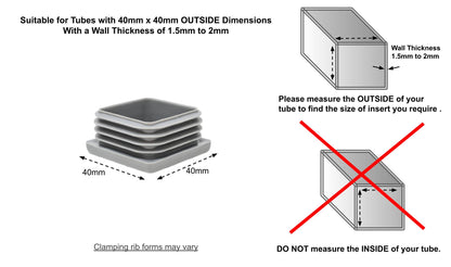 Square Tube Inserts 40mm x 40mm Grey | Made in Germany | Keay Vital Parts - Keay Vital Parts