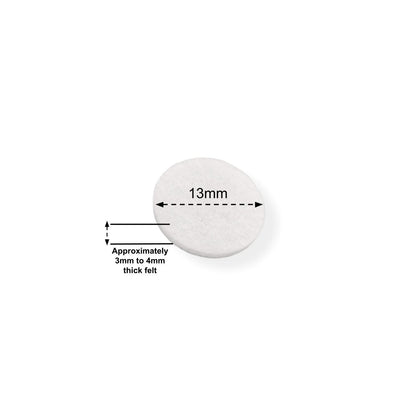 Felt Pads - White Self Adhesive Stick on Felt - Round 13mm Diameter - Made in Germany - Keay Vital Parts