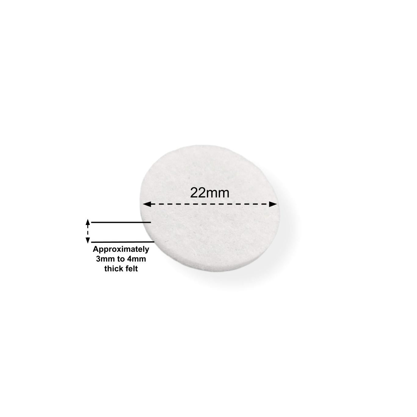 Felt Pads - White Self Adhesive Stick on Felt - Round 22mm Diameter - Made in Germany - Keay Vital Parts
