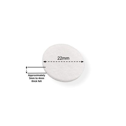 Felt Pads - White Self Adhesive Stick on Felt - Round 22mm Diameter - Made in Germany - Keay Vital Parts