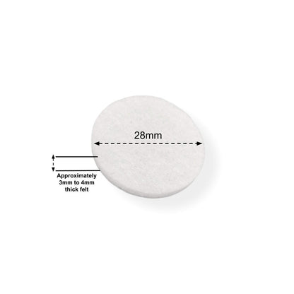 Felt Pads - White Self Adhesive Stick on Felt - Round 28mm Diameter - Made in Germany - Keay Vital Parts