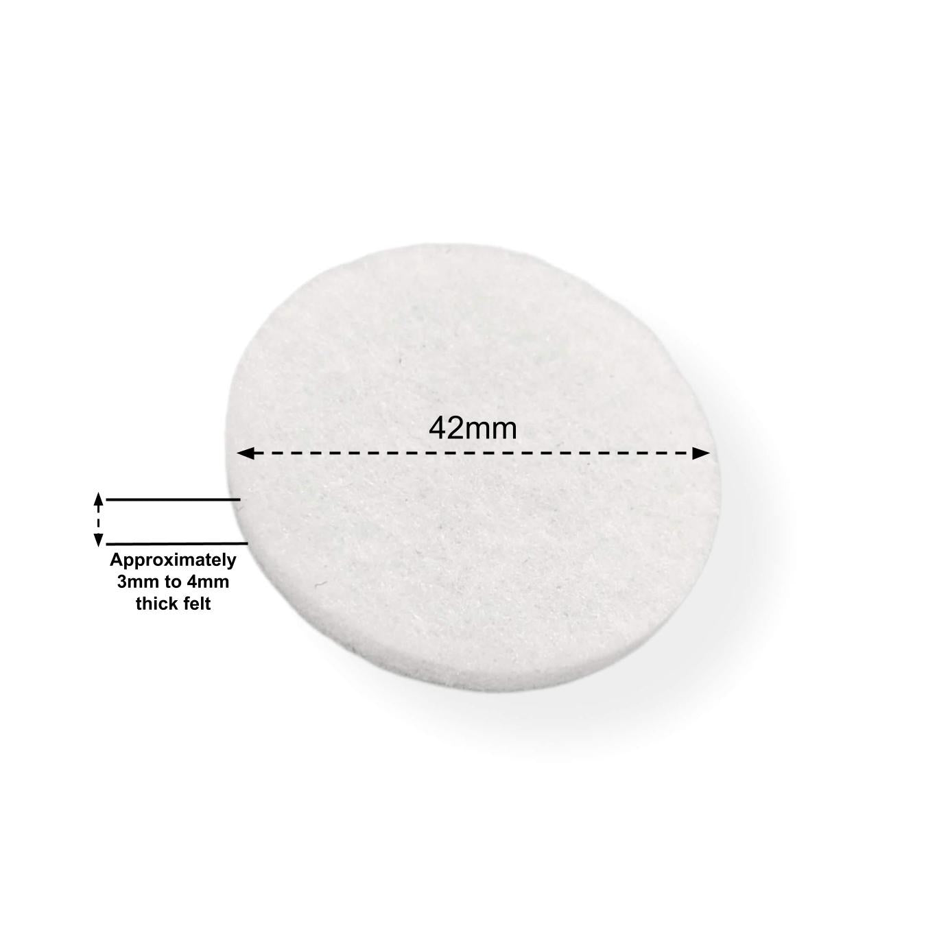 Felt Pads - White Self Adhesive Stick on Felt - Round 42mm Diameter - Made in Germany - Keay Vital Parts