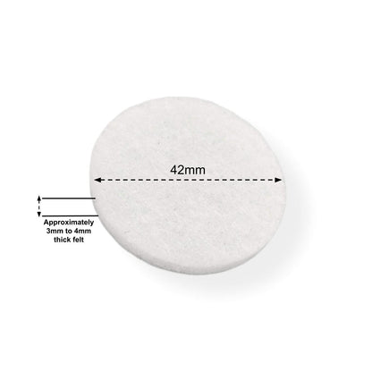 Felt Pads - White Self Adhesive Stick on Felt - Round 42mm Diameter - Made in Germany - Keay Vital Parts