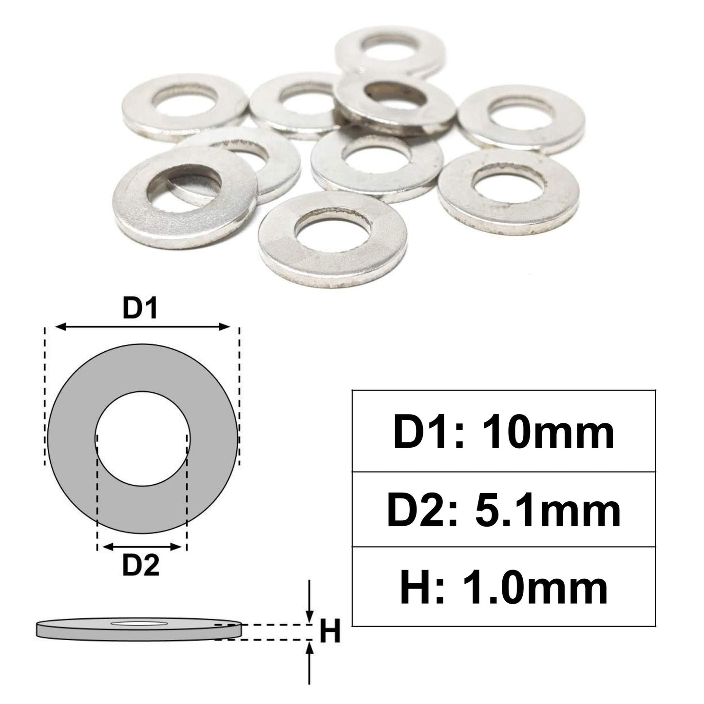 Flat Penny Washer M5 - 10x5.1x1.0mm | Made in Germany | Keay Vital Parts