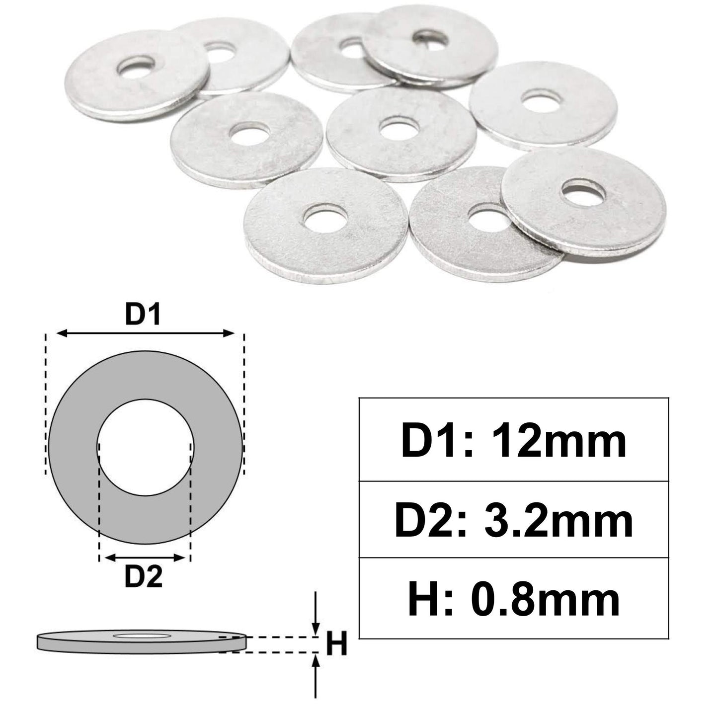 Flat Penny Washer M3 - 12x3.2x0.8mm | Made in Germany | Keay Vital Parts