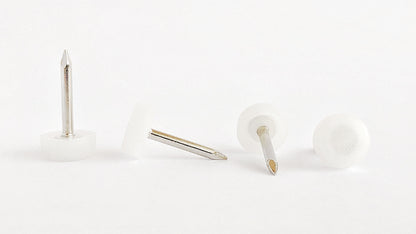 10mm White Plastic Nail On Gliders - Made in Germany - Keay Vital Parts