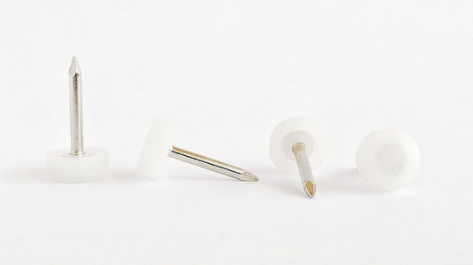 10mm White Plastic Nail On Gliders - Made in Germany - Keay Vital Parts