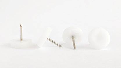 20mm White Plastic Nail On Gliders - Made in Germany - Keay Vital Parts