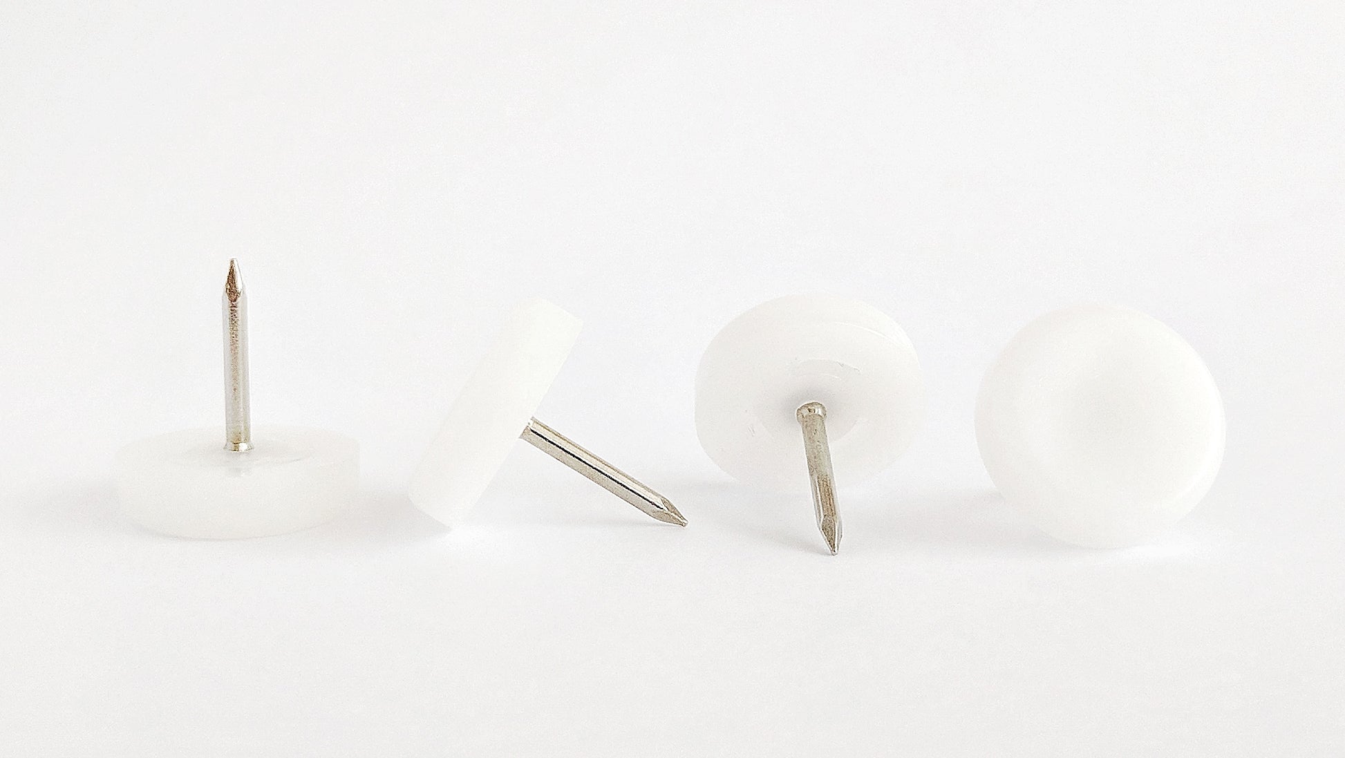 20mm White Plastic Nail On Gliders - Made in Germany - Keay Vital Parts