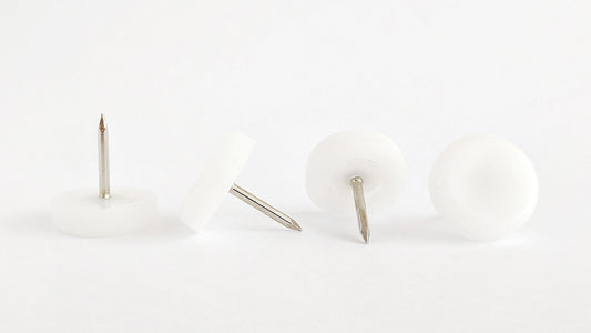 20mm White Plastic Nail On Gliders - Made in Germany - Keay Vital Parts