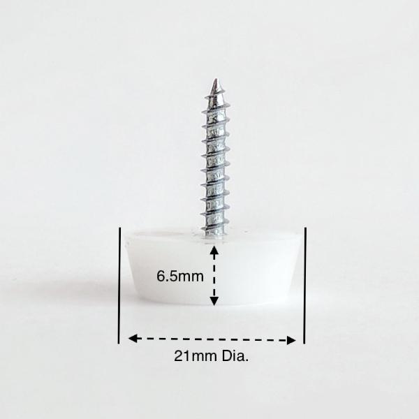 21mm White Plastic Screw in Glides - Made in Germany - Keay Vital Parts