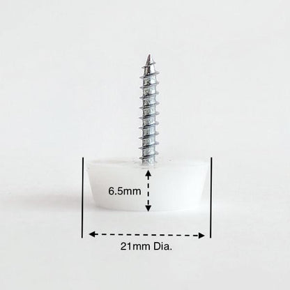 21mm White Plastic Screw in Glides - Made in Germany - Keay Vital Parts