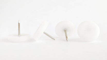 22mm White Plastic Nail On Gliders - Made in Germany - Keay Vital Parts