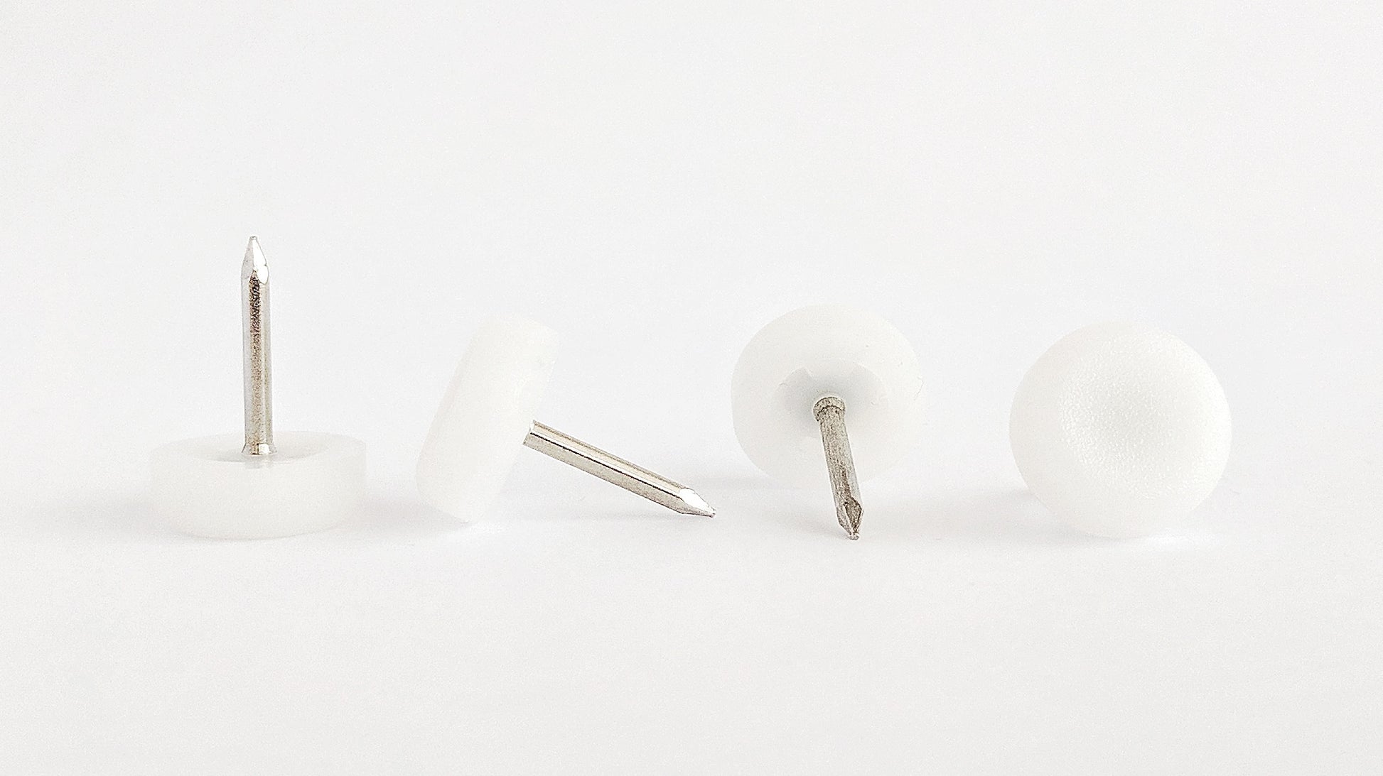 15mm White Plastic Nail On Gliders - Made in Germany - Keay Vital Parts
