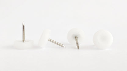15mm White Plastic Nail On Gliders - Made in Germany - Keay Vital Parts