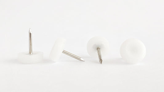 15mm White Plastic Nail On Gliders - Made in Germany - Keay Vital Parts