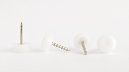 13mm White Plastic Nail On Gliders - Made in Germany - Keay Vital Parts