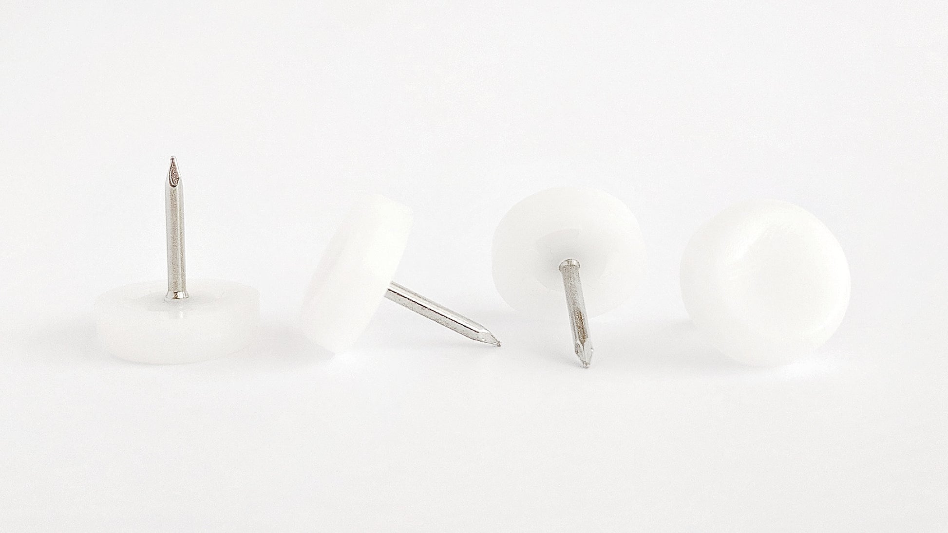 18mm White Plastic Nail On Gliders - Made in Germany - Keay Vital Parts