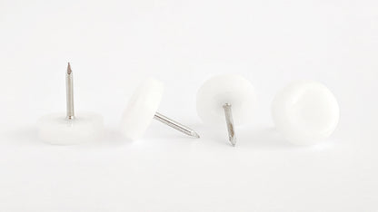 18mm White Plastic Nail On Gliders - Made in Germany - Keay Vital Parts