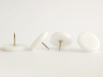 30mm White Nylon Nail On Gliders - Made in Germany - Keay Vital Parts