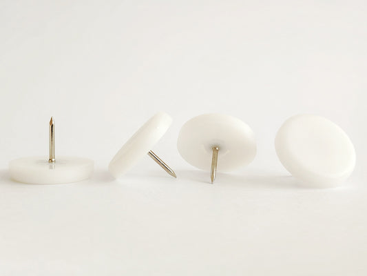 30mm White Nylon Nail On Gliders - Made in Germany - Keay Vital Parts