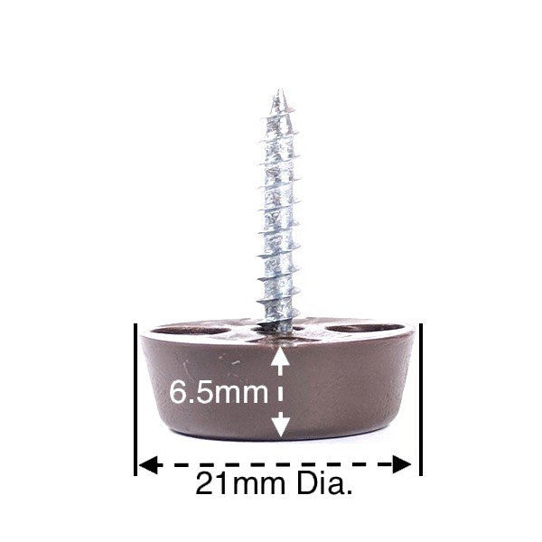 21mm Brown Plastic Screw in Glides - Made in Germany - Keay Vital Parts