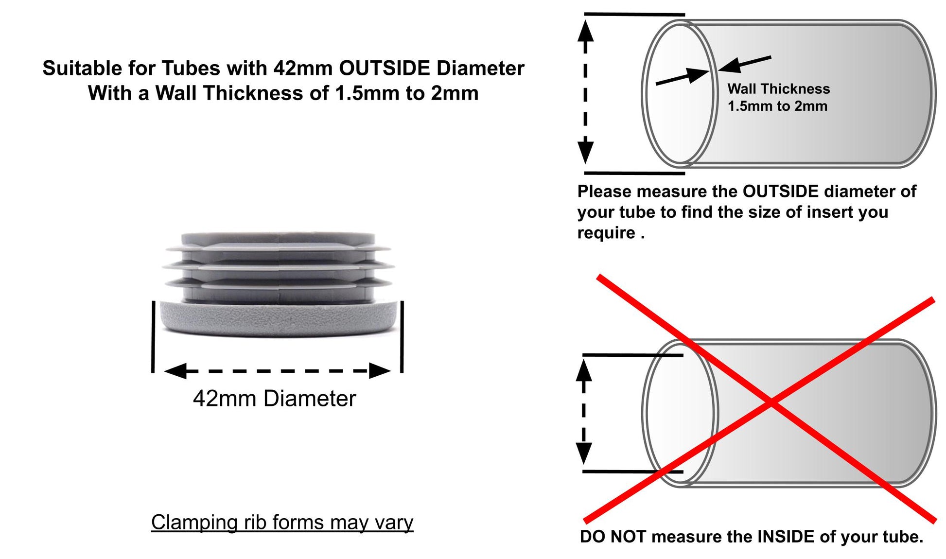 Round Tube Inserts 42mm Grey | Made in Germany | Keay Vital Parts - Keay Vital Parts