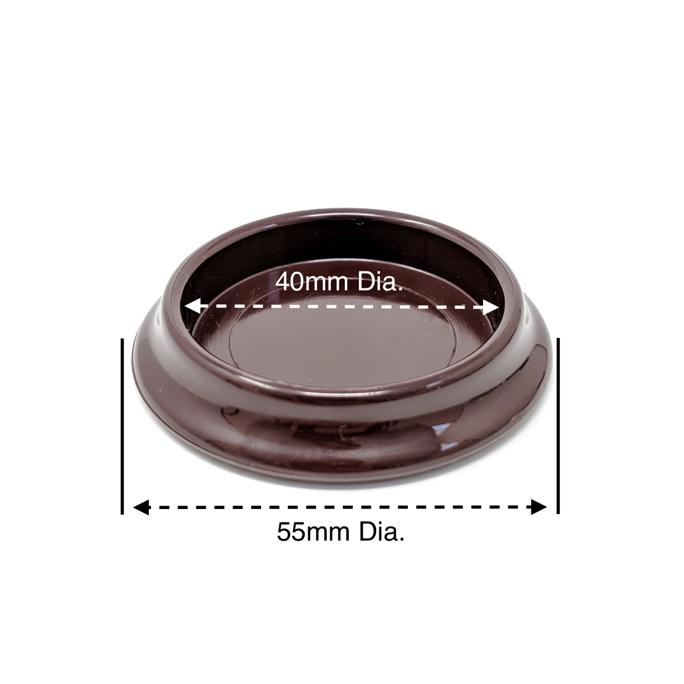 40mm Brown Round Furniture Leg Cups Floor Carpet Protector - Made in Germany - Keay Vital Parts