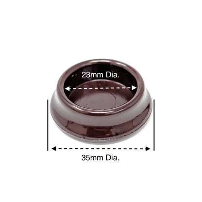 23mm Brown Round Furniture Leg Cups Floor Carpet Protector - Made in Germany - Keay Vital Parts