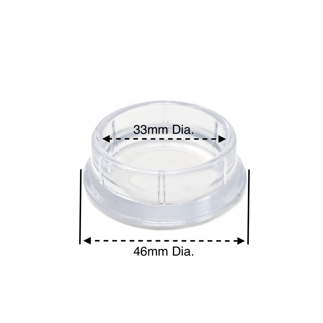 33mm Clear Round Furniture Leg Cups Floor Carpet Protector - Made in Germany - Keay Vital Parts
