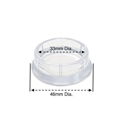33mm Clear Round Furniture Leg Cups Floor Carpet Protector - Made in Germany - Keay Vital Parts