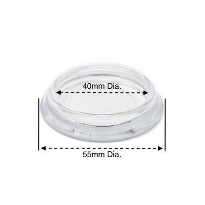 40mm Clear Round Furniture Leg Cups Floor Carpet Protector - Made in Germany - Keay Vital Parts