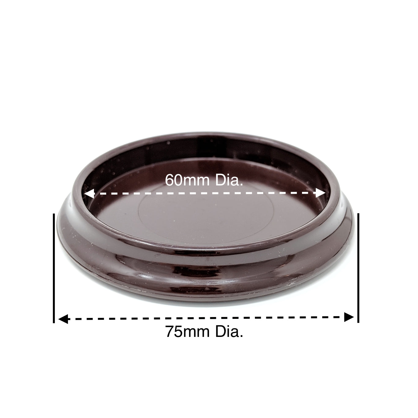 60mm Brown Round Furniture Leg Cups Floor Carpet Protector - Made in Germany - Keay Vital Parts