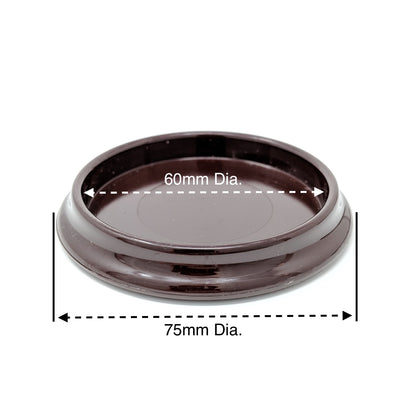 60mm Brown Round Furniture Leg Cups Floor Carpet Protector - Made in Germany - Keay Vital Parts