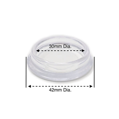 30mm Clear Round Furniture Leg Cups Floor Carpet Protector - Made in Germany - Keay Vital Parts