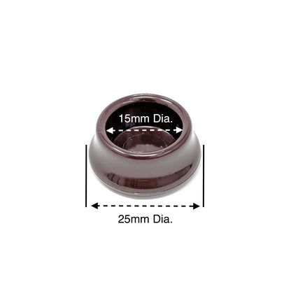 15mm Brown Round Furniture Leg Cups Floor Carpet Protector - Made in Germany - Keay Vital Parts