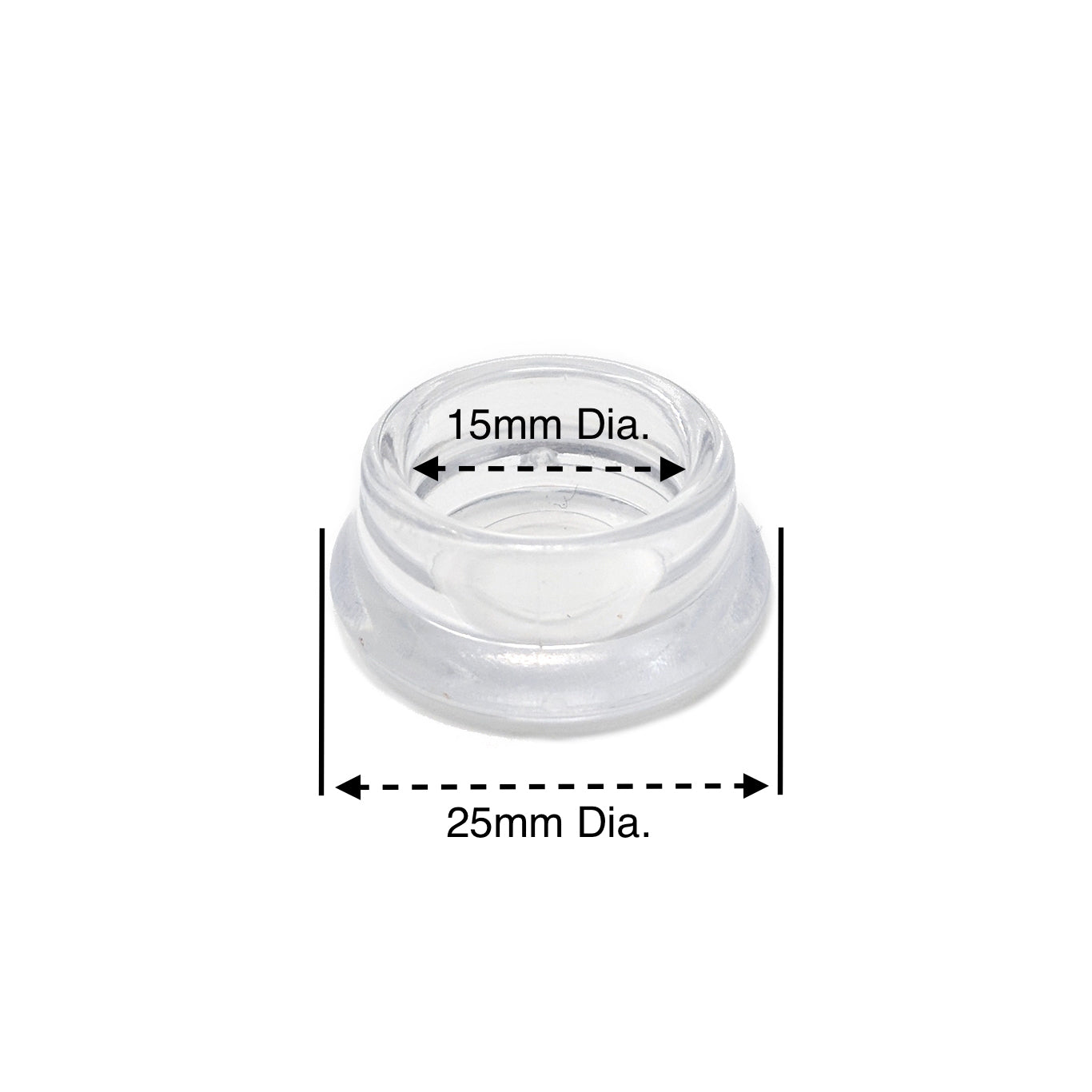 15mm Clear Round Furniture Leg Cups Floor Carpet Protector - Made in Germany - Keay Vital Parts