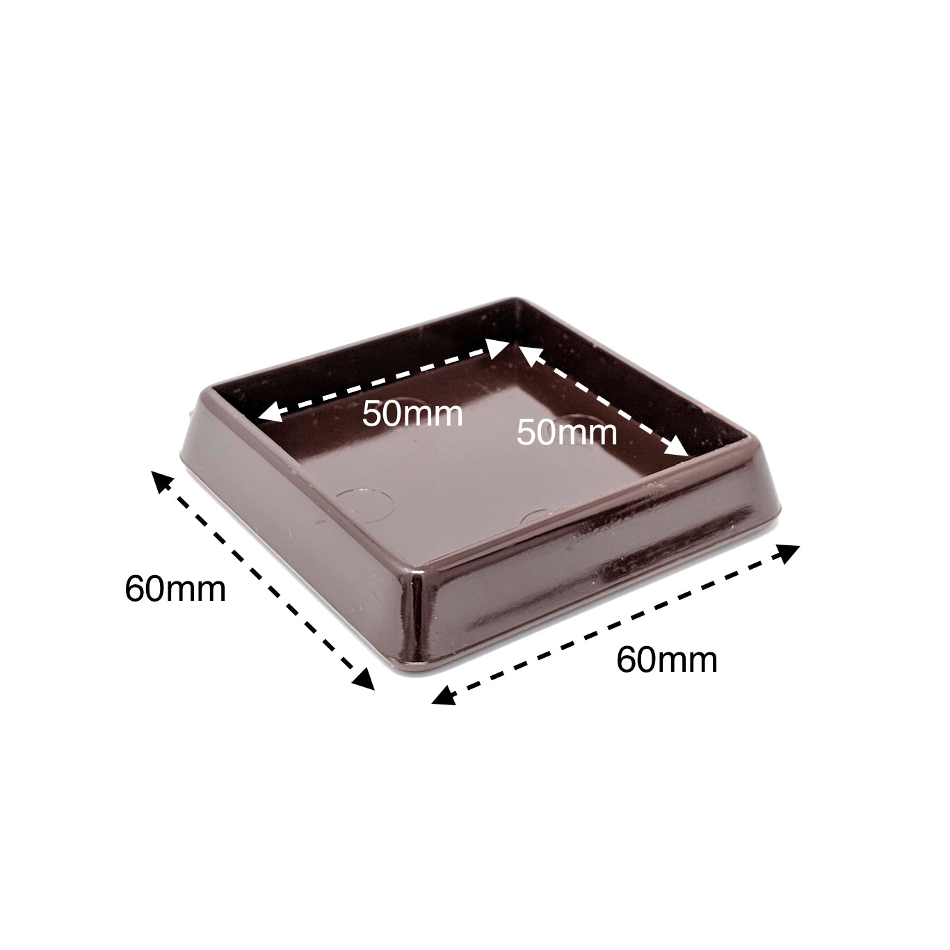 50x50mm Brown Square Furniture Leg Cups Floor Carpet Protector - Made in Germany - Keay Vital Parts