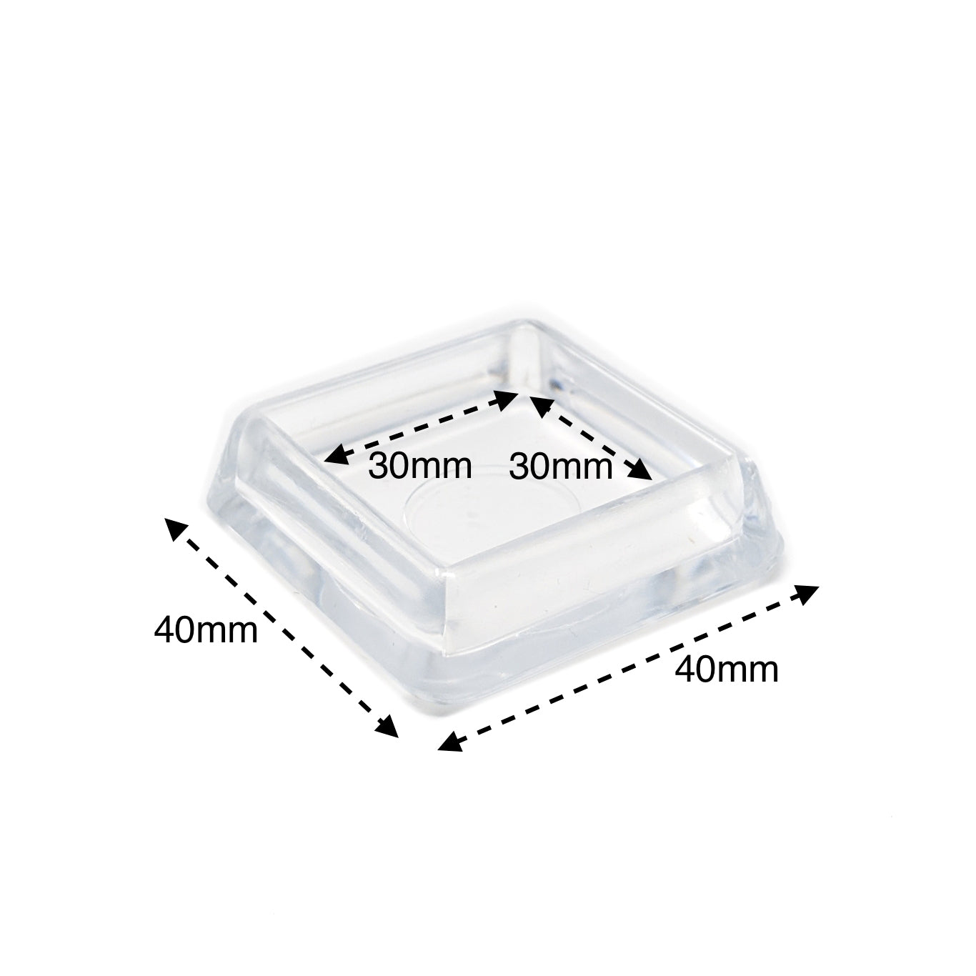 30x30mm Clear Square Furniture Leg Cups Floor Carpet Protector - Made in Germany - Keay Vital Parts