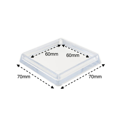 60x60mm Clear Square Furniture Leg Cups Floor Carpet Protector - Made in Germany - Keay Vital Parts