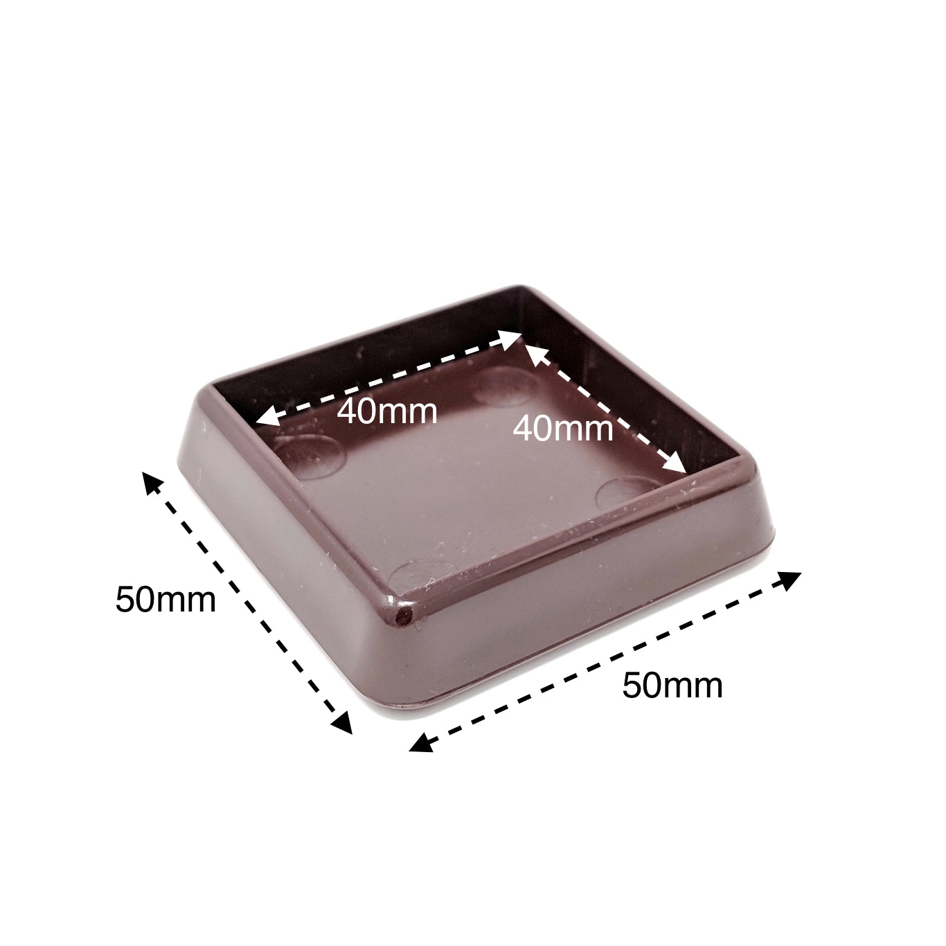 40x40mm Brown Square Furniture Leg Cups Floor Carpet Protector - Made in Germany - Keay Vital Parts