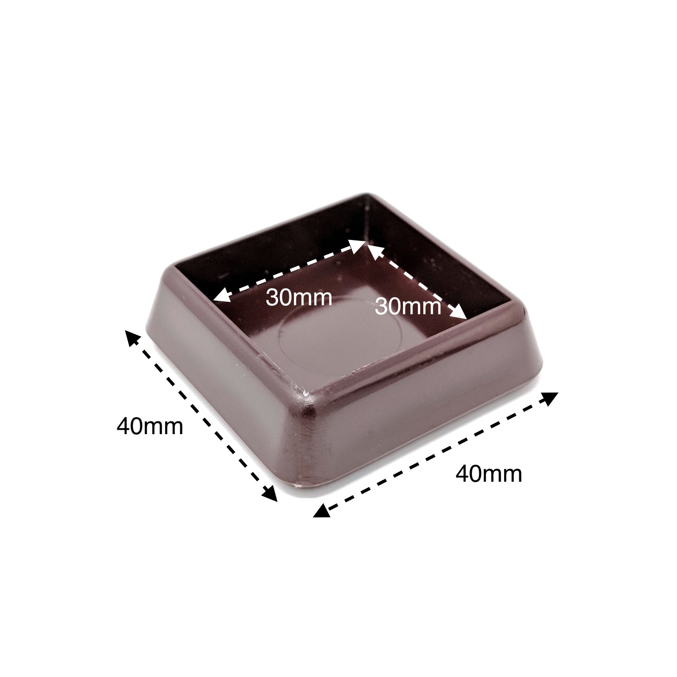 30x30mm Brown Square Furniture Leg Cups Floor Carpet Protector - Made in Germany - Keay Vital Parts